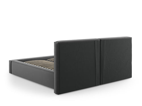 Cosmopolitan Design Opbergbed met dubbel hoofdbord Arendal 160x200cm, flueel, grijs - 228x214x97.5cm
