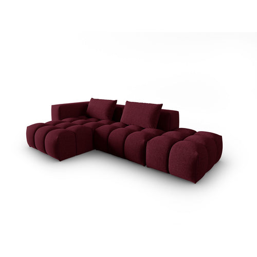 Cosmopolitan Design - Modulaire hoekbank links Verona 4-zits, structurele stof bordeaux - 145x265x70cm