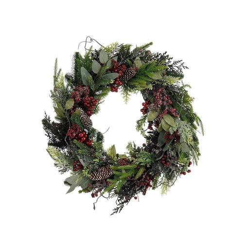 Mica Decorations Bodi Kerstkrans met Dennenappels - H13 x Ø50 cm - Bordeaux