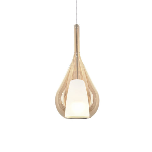 Ideal Lux KALIQUE 18 cm druppelvormige koepel hanglamp voor plafond, amberkleurig, 1x E27 fitting