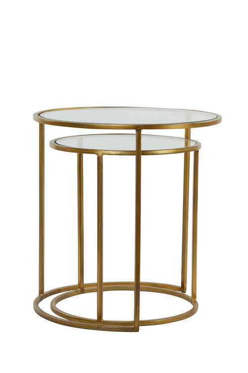 Light & Living bijzettafel DUARTE - Ø50x52cm - goud - Set van 2