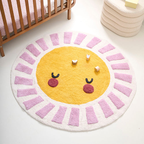 Petite Amélie Kindervloerkleed Zon - 100% Katoen -  Ø110 cm