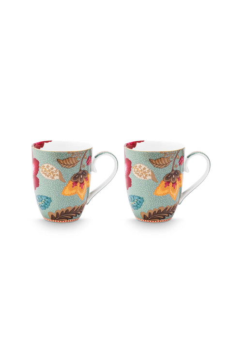 Pip Studio Mokken - Blooming Tales - Lichtblauw - 365ml - Set van 2