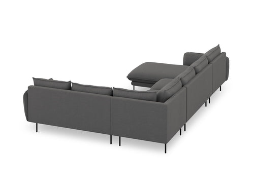 Cosmopolitan Design Panoramische hoekbank rechts Vienna 7-zits, structurele stof, donkergrijs - 235x330x95cm