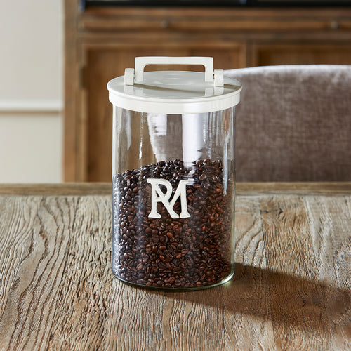 Rivièra Maison RM Monogram Storage Jar flax - Aluminium, Glas - Flax - vtwonen shop