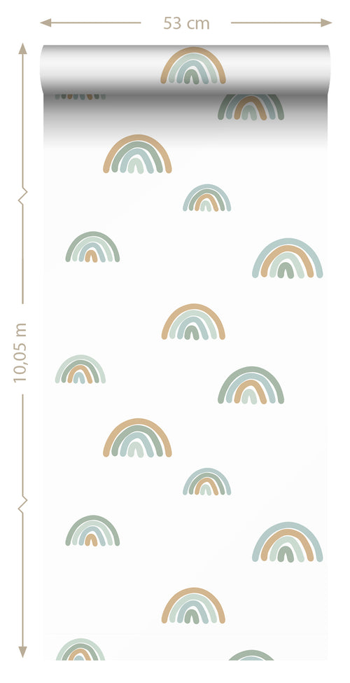 ESTAhome behang regenboogjes vergrijsd mintgroen en vergrijsd blauw - 53 cm x 10.05 m - 139254 - vtwonen shop