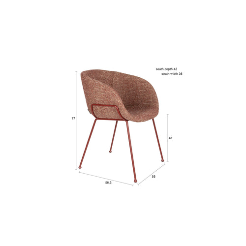Zuiver Feston Eetkamerstoelen Armleuning Terra/Rood - Set van 2