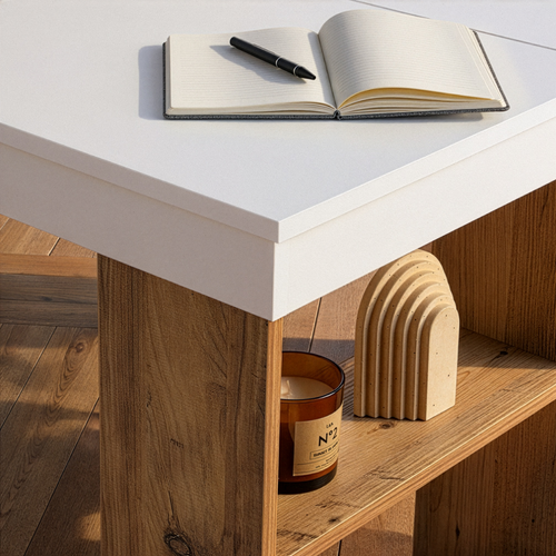 ORGANIS Hoekbureau met 8 open opbergvakken - Wit - 50x130x72 cm