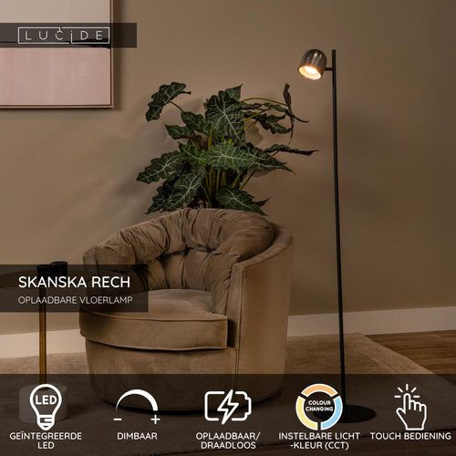 Lucide vloerlamp SKANSKA RECH - Geïntegreerde LED - Grijs ijzer