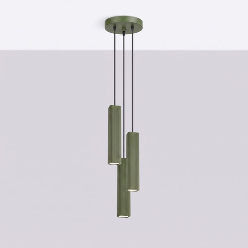 Sollux Lighting Hanglamp RAYO 3P olijfgroen - 20x20x108cm