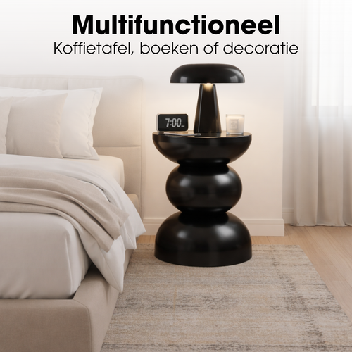 Mica Decorations Luna Bijzettafel - H46 x Ø32 cm - IJzer - Zwart