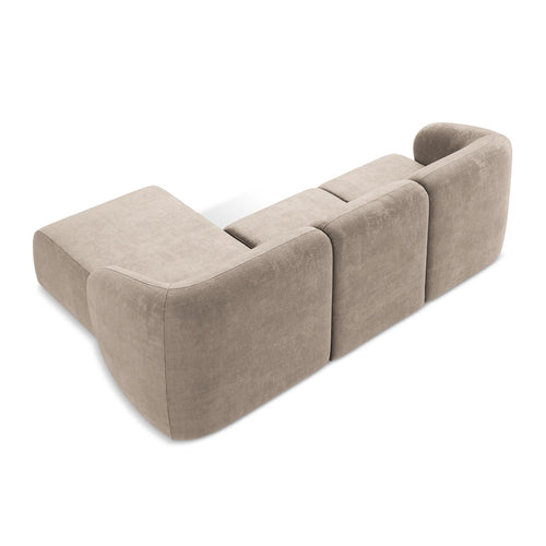 LaMiaSofa hoekbank rechts Cervo - chenille stof - donkerbeige - 248x166x86