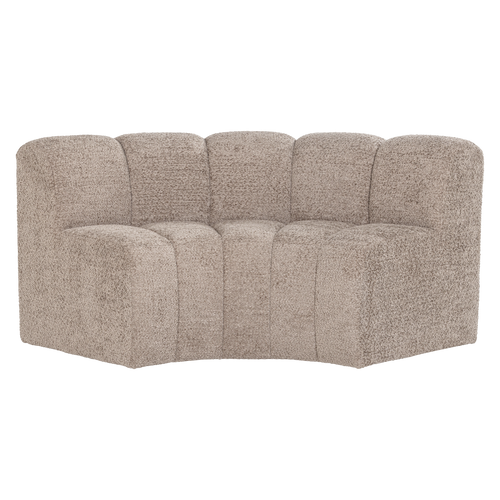 WOOOD eetbank halfronde hoek rugleuning Mojo - Wollig - Donkerzand - 83x152x74