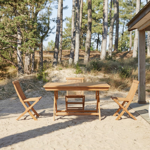 Tikamoon Outdoor klaptafel van massief acaciahout, uitschuifbaar voor 4/6 personen - Bruin