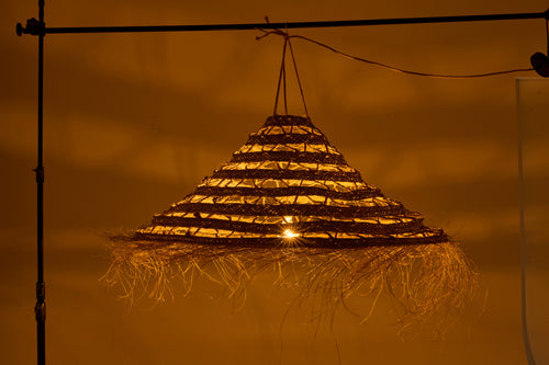 J-Line lampenkap Gevlochten + Franjes - riet - naturel - large