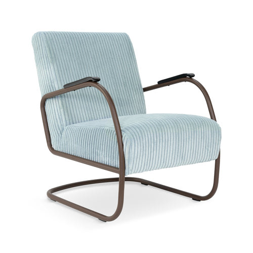 Spinder Design Retro Fauteuil - Brede ribstof - Chocolate Brown/Hazy Blue