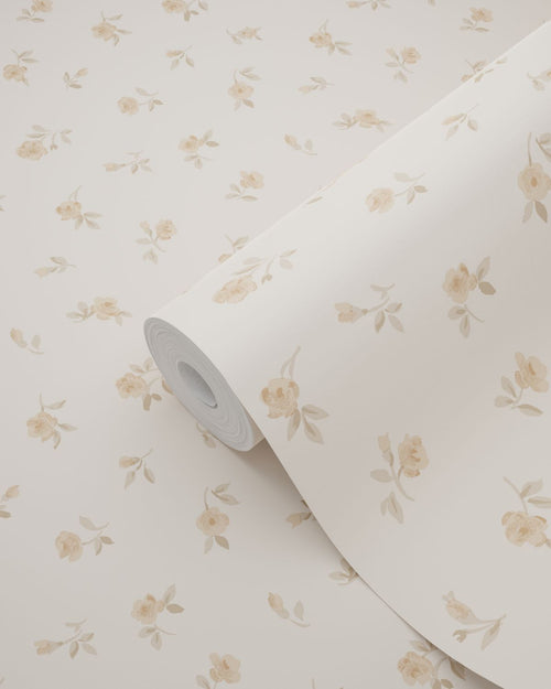 ESTAhome behang vintage bloemetjes zand beige - 53 cm x 10.05 m - 139833