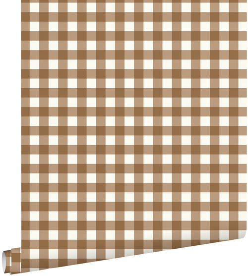 ESTAhome behang geblokt motief bruin - 50 x 900 cm - 132127