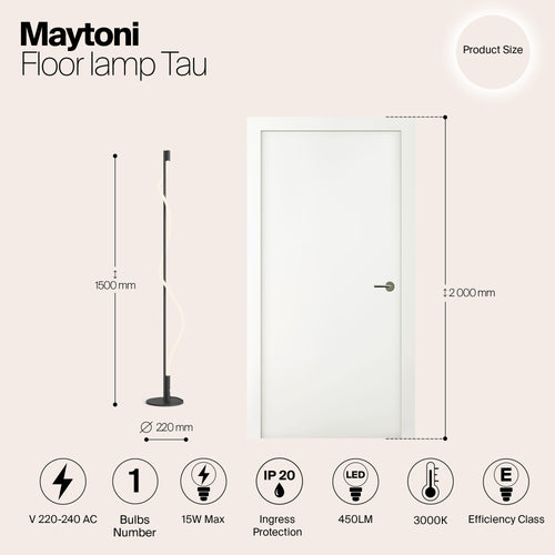 Maytoni - Vloerlamp Tau - Zwart - Ø22 - vtwonen shop