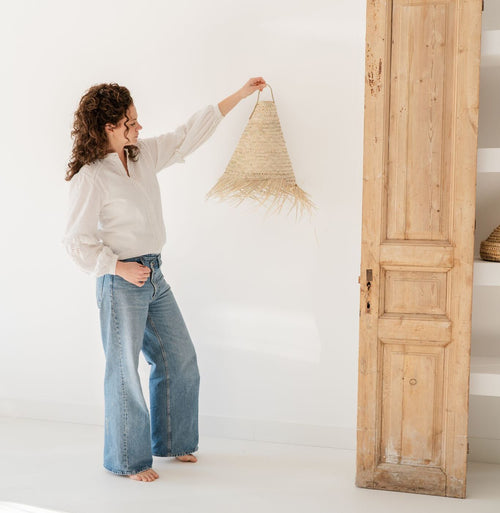 NOA MAY Hanglamp Lina - naturel - palmblad - Ø 40 x h 40 cm
