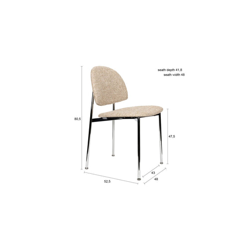 Zuiver Sunrise Eetkamerstoelen Chrome/Beige - Set van 2