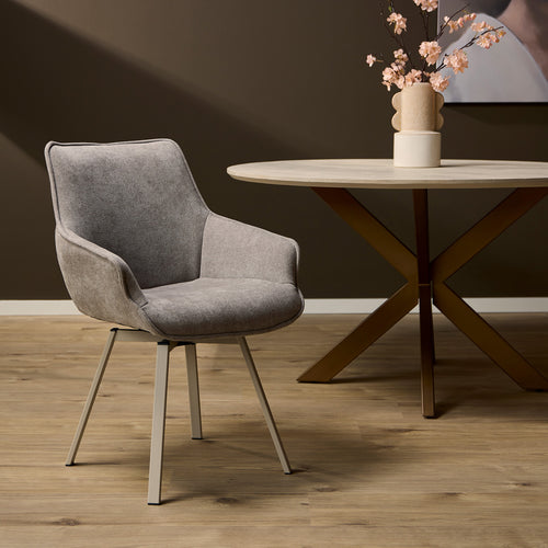 StarFurn Eetkamerstoel Mees - Taupe Stof - Set van 2 - vtwonen shop