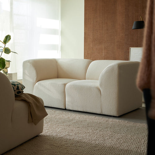 Tikamoon Modulaire 2-zitsbank met armleuningen in ecru-stof - Beige