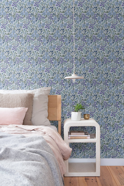 ESTAhome behang bloemen blauw - 50 x 900 cm - 131447 - vtwonen shop