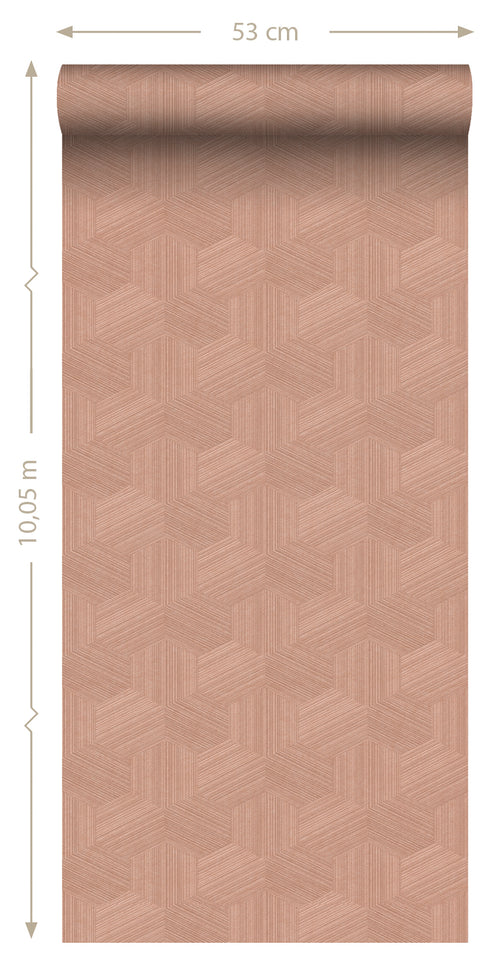 Origin Wallcoverings behang grafisch 3D motief terracotta roze - 50 x 900 cm - 347995 - vtwonen shop