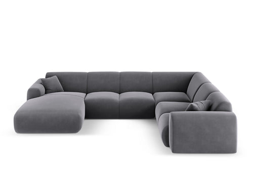 Cosmopolitan Design Panoramische hoekbank rechts Nolio 6-zits, flueel donkergrijs - 252x342x72cm