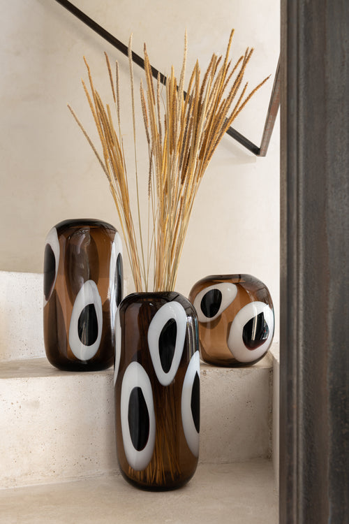 J-Line vaas Izzy - glas - wit/bruin - medium - 32 m hoog - vtwonen shop