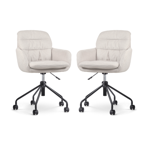 Nolon Nout-Mia Bureaustoelen Set van 2 - Beige - Zwart Onderstel
