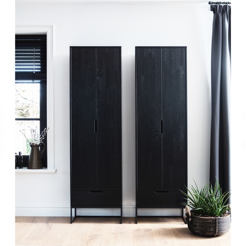 WOOOD hoge kast Silas - Essen - Blacknight - 210x60x36 - vtwonen shop