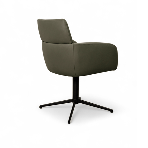 Furnhouse eetkamerstoelen armleuning Marco - Olijfgroen - Leer - Set van 4