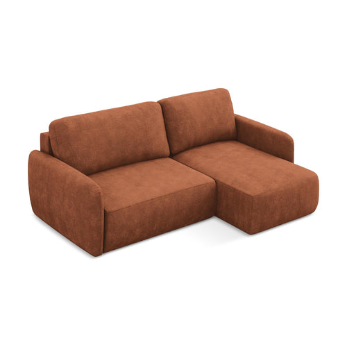 LaMiaSofa hoekbank rechts Corle - chenille stof - terracotta - 207x148x86