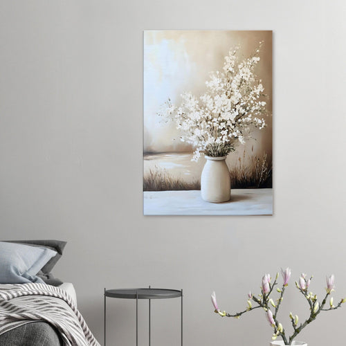 Artfulprints Canvas Timeless white bouquet canvas - 40x60 cm - beige
