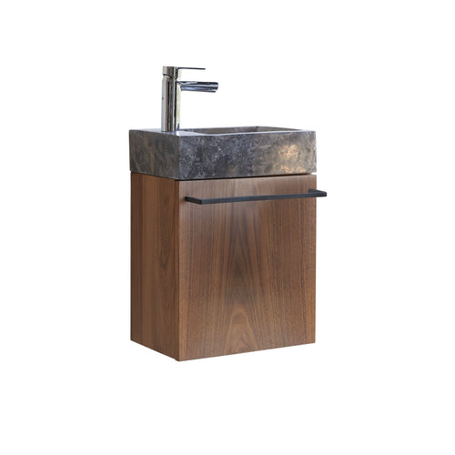 Tikamoon Wastafelmeubel van massief notenhout en grijs marmer - Grijs - vtwonen shop