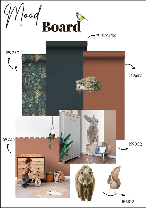 ESTAhome muursticker bosdieren bruin - 47.5 x 66 cm - 156102