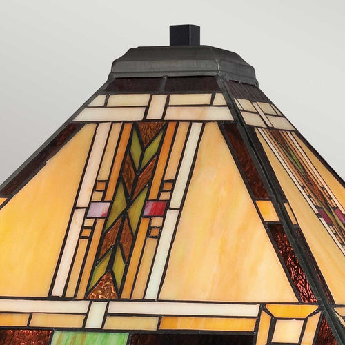 Tischleuchte Traditionell Bronze, Kunstglasschirm 2x E27