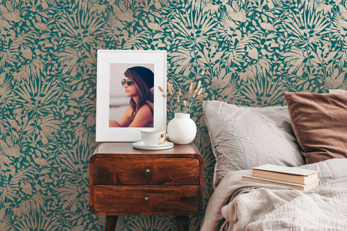 A.S. Création behang bloemen groen, goud en turquoise - 53 cm x 10.05 m - AS-388311 - vtwonen shop