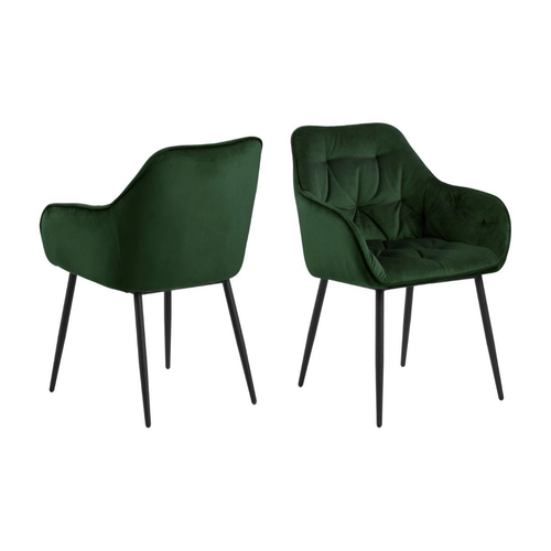 BRAM Eetkamerstoel Moala - Set Van 2 - Fluweel Olijfgroen Met Mat Zwarte Poten - vtwonen shop