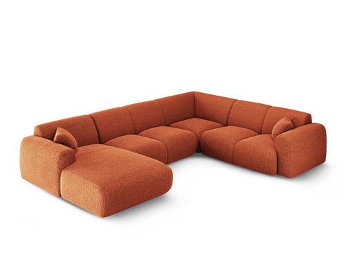 Cosmopolitan Design Panoramische hoekbank rechts Nolio 6-zits, chenille terracotta - 252x342x72cm