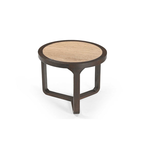 Starfurn Bijzettafel Morris - Rond Hout/Travertin - 60x60x48cm