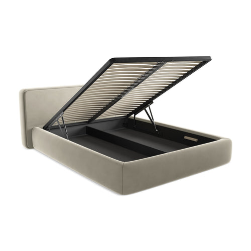 LaMiaSofa Bed met opbergruimte Firenze - velours - parel - 200x225x82