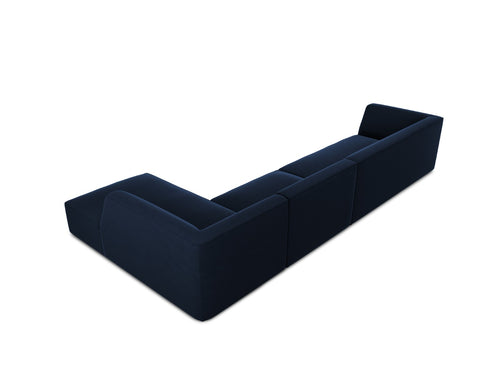 Micadoni rechter hoekbank Ruby 5-zits, flueel, koningsblauw - 180x366x69cm