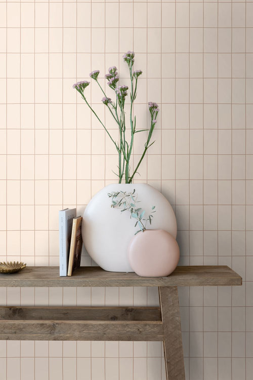ESTAhome behang kleine tegeltjes beige en terracotta - 50 x 900 cm - 131788