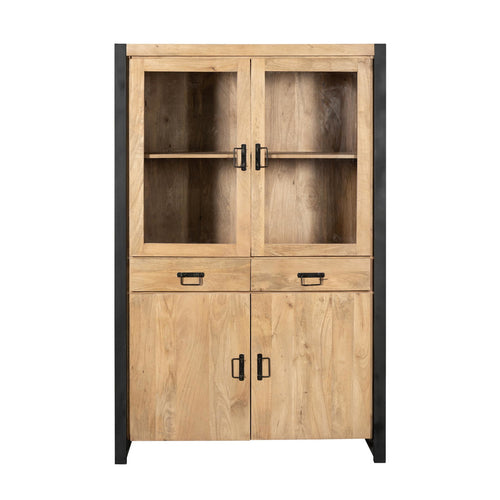 Starfurn Vitrinekast Britt - Naturel Hout - 115x45x180cm