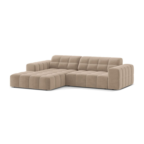 Cosmopolitan Design - Linker hoekbank Chicago 3-zits, flueel beige - 167x234x78cm