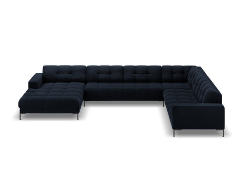 Cosmopolitan Design Panoramische hoekbank rechts Bali 7-zits, flueel, donkerblauw - 256x327x75cm