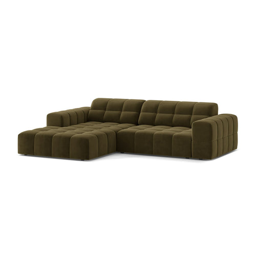 Cosmopolitan Design - Linker hoekbank Chicago 3-zits, flueel groente - 167x234x78cm